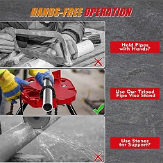 Эксплуатация универсального складного трубного верстака-треноги с цепными тисками Remmers Tristand 1/8-6