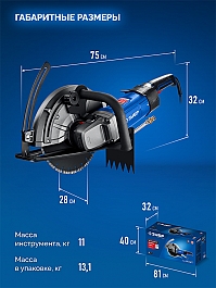 Технические характеристики электрических резчиков по бетону Зубр Профессионал ЗШ-П100-2700 ПСТ